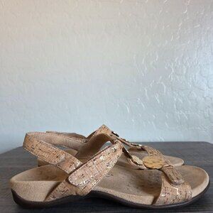 Vionic Rest Farra Cork Gold Medallion Sandal Tan Sz Women's 7.5 Comfort Orthotic